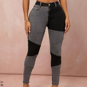 New high waisted color block jeans